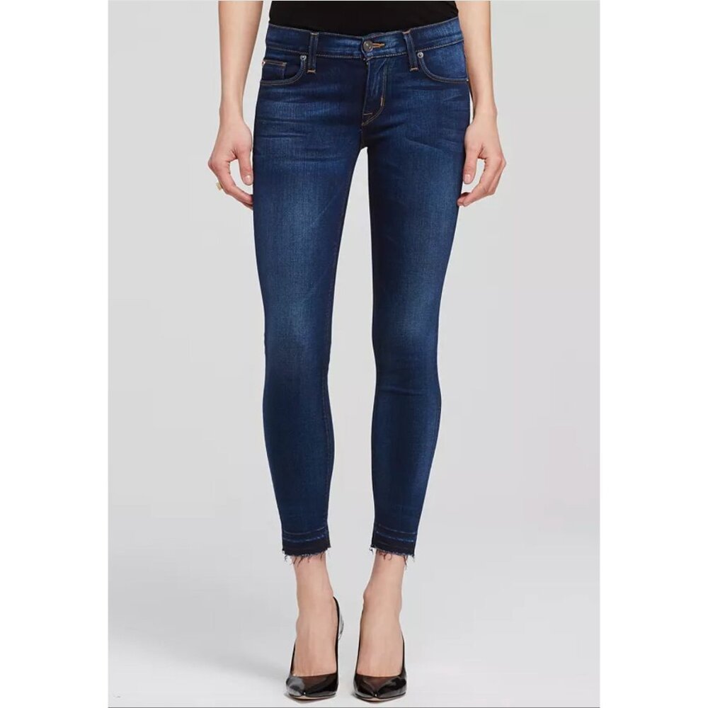 Hudson Krista Crop Super Skinny Jeans Dark Raw Hems Size 27 Soft Denim‎ Stretch